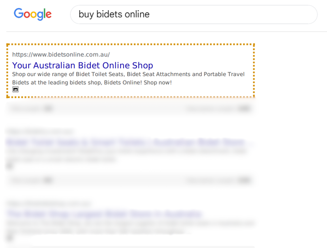 BIDETS ONLINE SEO results