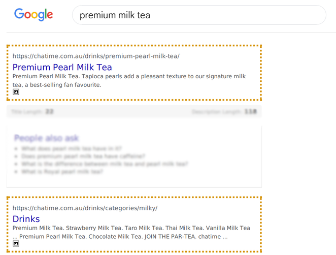 CHATIME SEO results